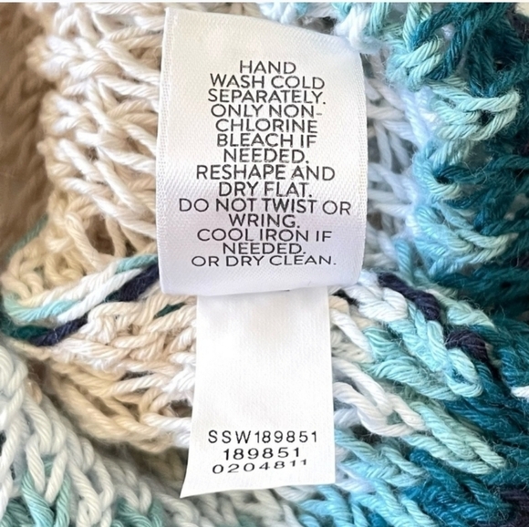 J Jill Crochet Striped Cream and Blue Women's Sweater - Picture 6 of 8